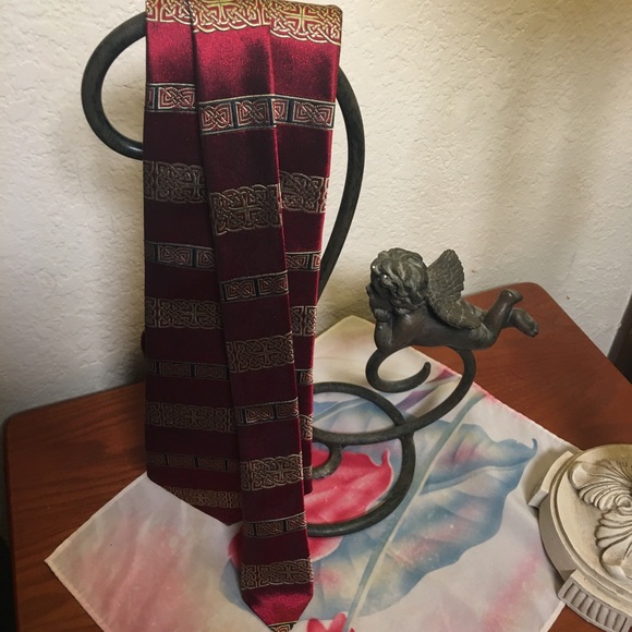 Patrick Francis pure silk Neck Tie Ireland OS Red and gold - Picture 4 of 8